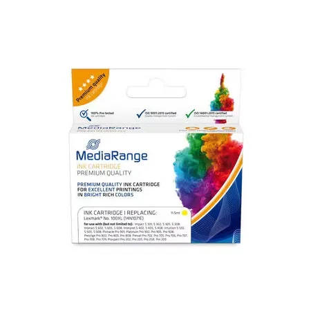 MediaRange MRLX100YXL bläckpatron, gul, kompatibel med Lexmark
