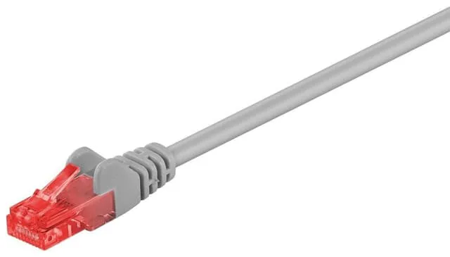 Goobay CAT 6 patchkabel, U/UTP, grå kopparklädd aluminiumtråd (CCA), 0.25 m