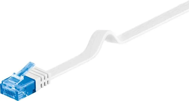 Goobay CAT 6A platt patchkabel, U/UTP, vit kopparledare (CU), 0.5 m