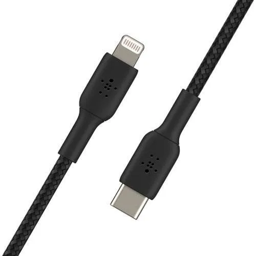 Belkin USB-C till Lightning-kabel, flätad, 1 m, svart