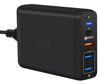 USB-C 75W 4-p QuickCharge PD multiladdare svart