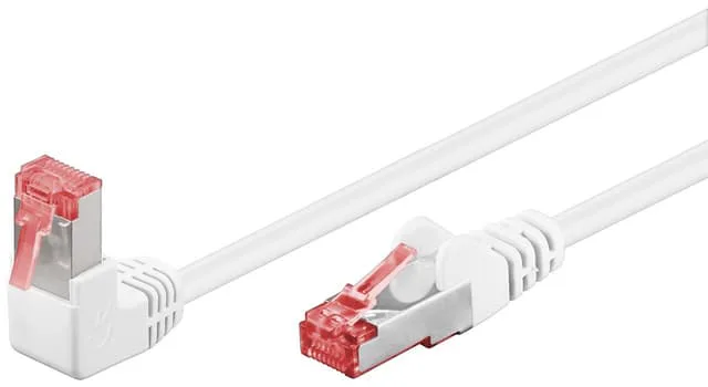 Patchkabel CAT 6, 1x 90° vinklad, S/FTP (PiMF), vit, 2 m
