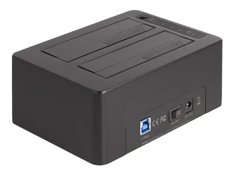 Delock - HDD / SSD dockningsstation - fack: 2 - 2,5 tum/3,5 tum delad - SATA 6Gb/s - USB 3.2 (Gen 1) - svart