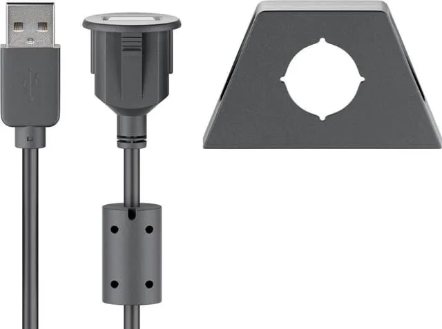 Goobay USB 2.0 höghastighetsförlängningskabel med kabelhållare, svart