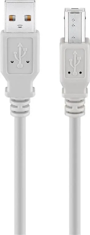 USB-A till USB-B-kabel, 3 m, grå