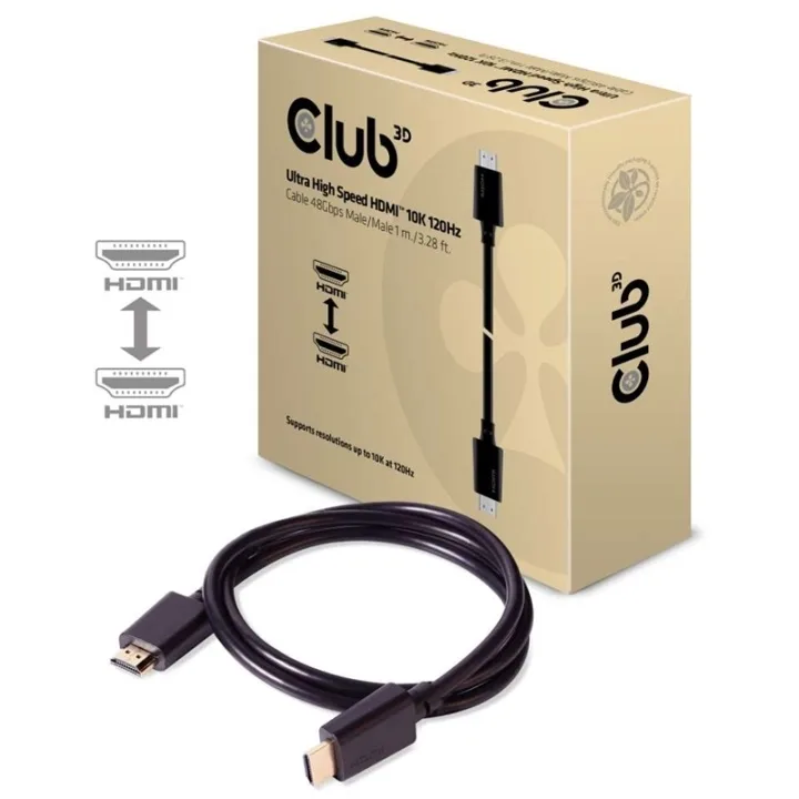 CLUB3D Ultra High Speed HDMI 2.1-kabel, 10K 120Hz, 48Gbps, 1 m
