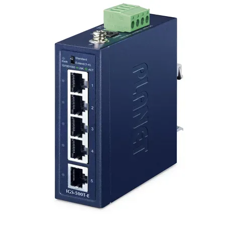 PLANET Industrial 5-portars 1000T kompakt switch IGS-500T-E