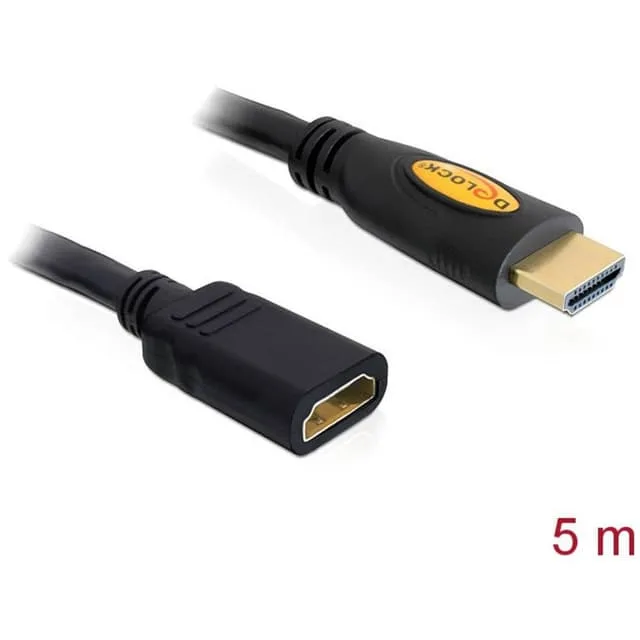 DeLock HDMI-förlängningskabel 5 m, 83082, guldpläterad