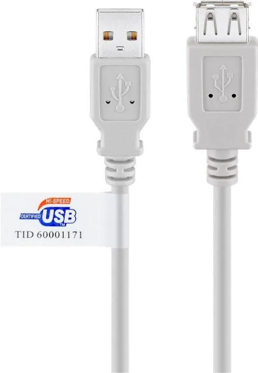 Goobay USB Verl AA 300 HiSpeedCert 2.0 3m, 3 m, USB A, USB A, Hane/Hona, Grå
