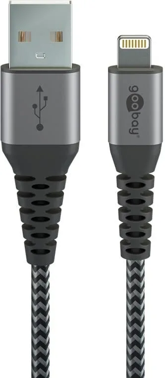 Lightning-USB-Ctextilkabel med metallkontakter, 2 m