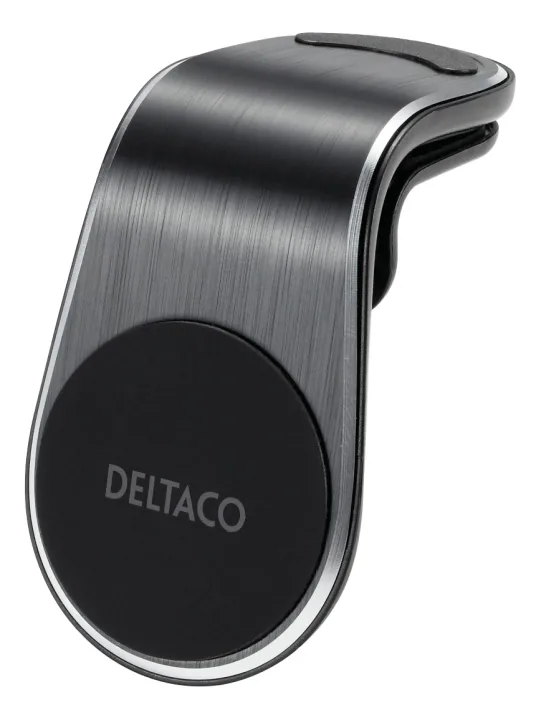 DELTACO ARM-C104 magnetisk bilhållare för mobil, fläktgaller, vinklad, svart