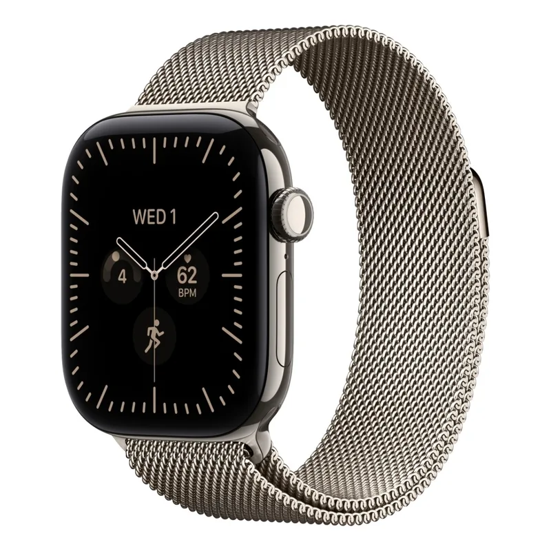 Apple Watch Series 12 GPS + Cellular 42 mm naturlig titan, naturlig milanesisk loop