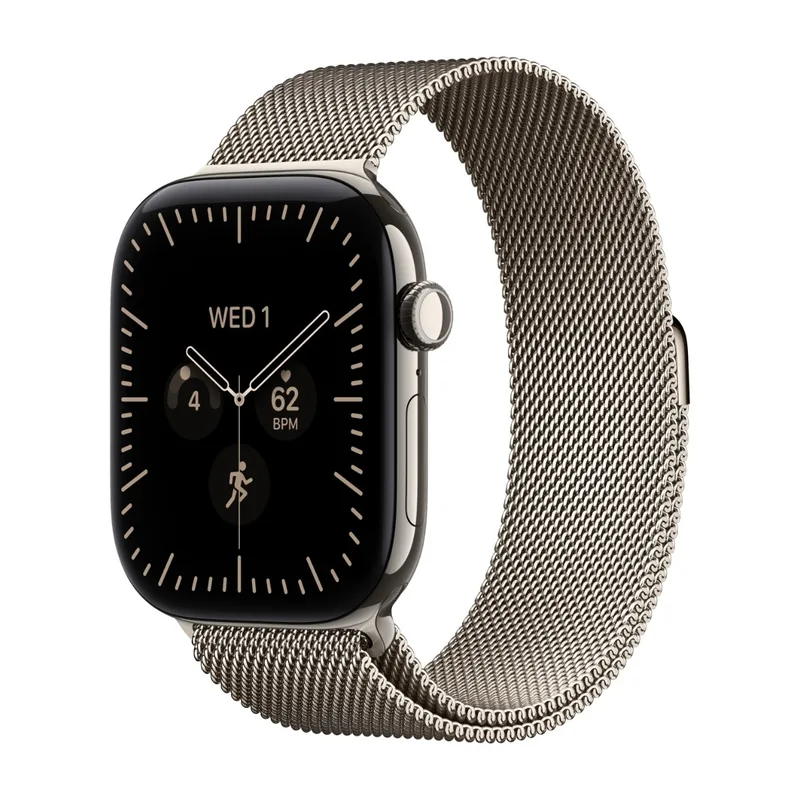 Apple Watch Series 12 GPS + Cellular 46 mm naturlig titan, naturlig Milanesisk loop