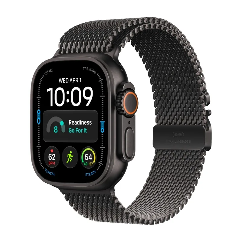 Apple Watch Ultra 4 GPS + Cellular 49 mm svart titan med svart titan Milanesisk loop, L