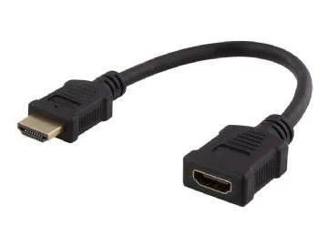 DELTACO Flexibel HDMI-adapter, 0,2 m, vinklad upp, HDMI M/F, UHD, svar