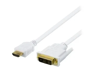 Deltaco HDMI till DVI-D-kabel, 2 meter, vit