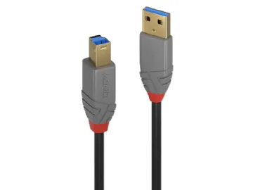 Lindy 36743 USB-kabel USB 3.2 Gen 1 (3.1 Gen 1) 3 m USB A USB B Sort, Grå