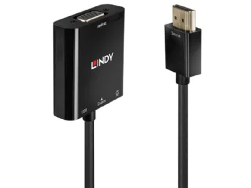 Lindy 38285, 0,1 m, HDMI Typ A (standard), VGA (D-Sub), hane, hona, rakt