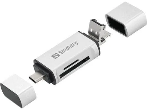 USB-C / USB 3.0 / Micro-USB kortläsare Sandberg, SD / MicroSD