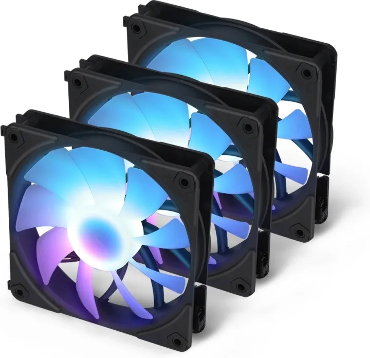 Blackstorm Luna UF120 ARGB PWM fläktpaket, svart, 120 mm, 3 st
