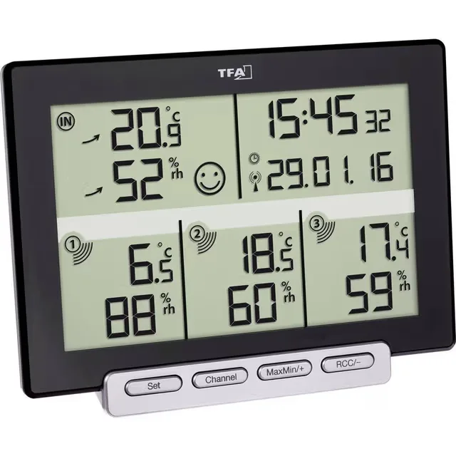 TFA Dostmann Multi-Sens Trådlös termo-/hygrometer Svart