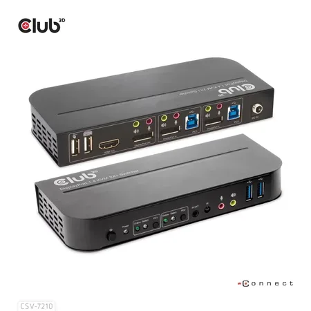 Club 3D CSV-7210 KVM-switch för tangentbord, video, mus och ljud