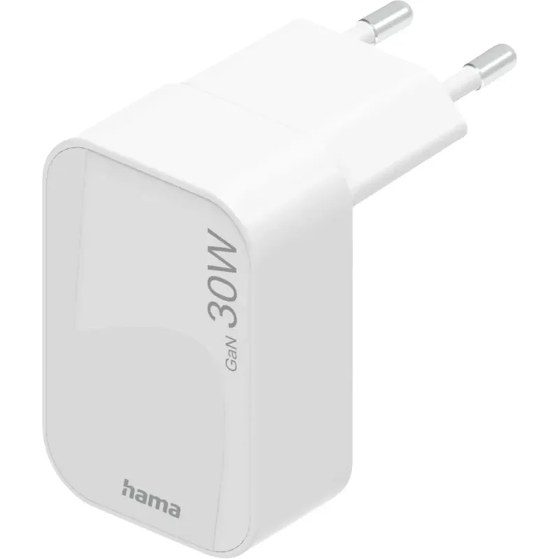 Hama Laddare 1xUSB-C GaN PD 30W Snabb Hopfällbar Mini Vit