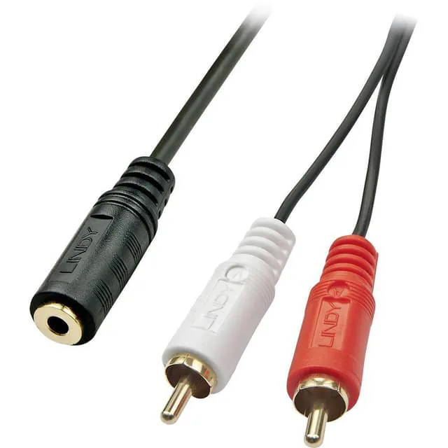 Lindy 35677 lydkabel 0,25 m 2 x RCA 3.5mm Sort, Rød, Hvid