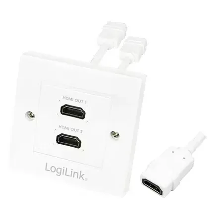 LogiLink HDMI-vägguttag 2 portar för nedsänkt montering, vitt