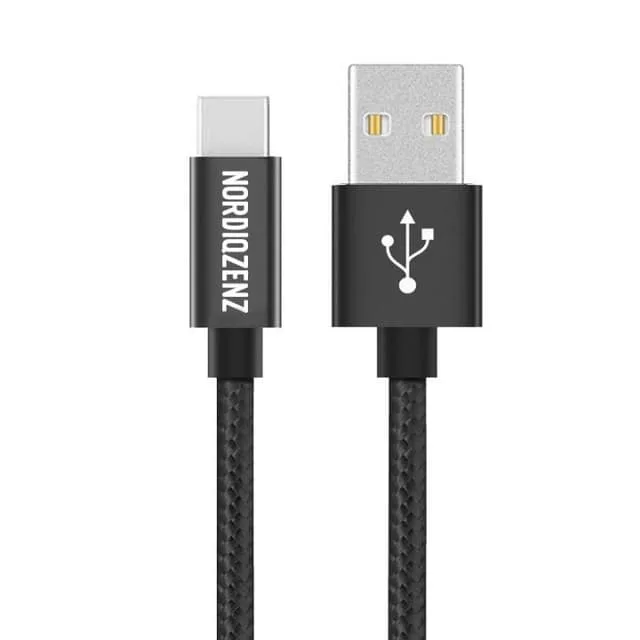 NORDIQZENZ USB-C Textilkabel, 20cm, Svart