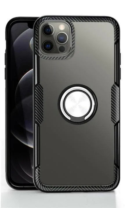 Skal med ringhållare till iPhone 12 mini, Transparent/Svart