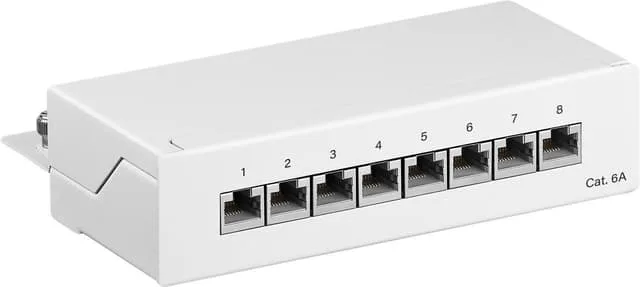 Goobay CAT 6a mini-/skrivbordskopplingspanel, 8 portar (1 HE)