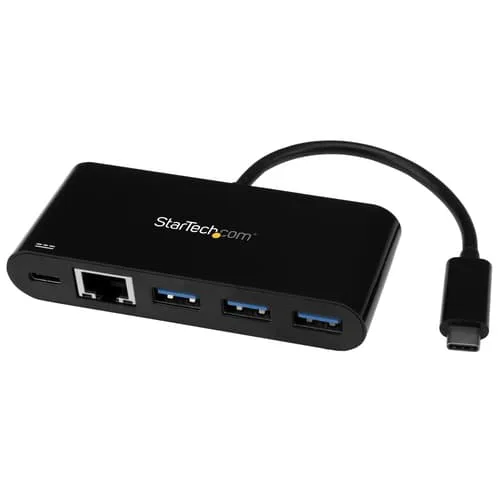 StarTech.com USB-C till Ethernet-adapter med USB 3.0-hubb med 3 portar och Power Delivery