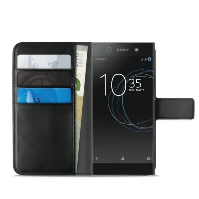 Puro Sony Xperia XA1, Plånboksfodral Milano, Svart