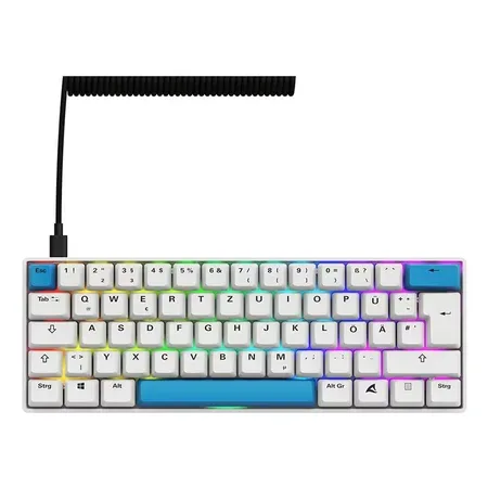 Sharkoon SGK50 S4 Gen2 PBT vit tangentbord, Gateron G Pro Yellow, tysk layout