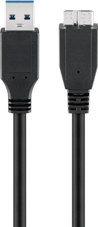 USB-A till Micro-B-kabel, 1 m, svart