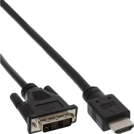 InLine 17659E videokabeladapter HDMI till DVI, 0,5 m, svart