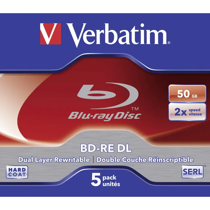 Verbatim 43760 Blu-ray BD-RE DL 50 GB 5 st Jewel Case Rewritable