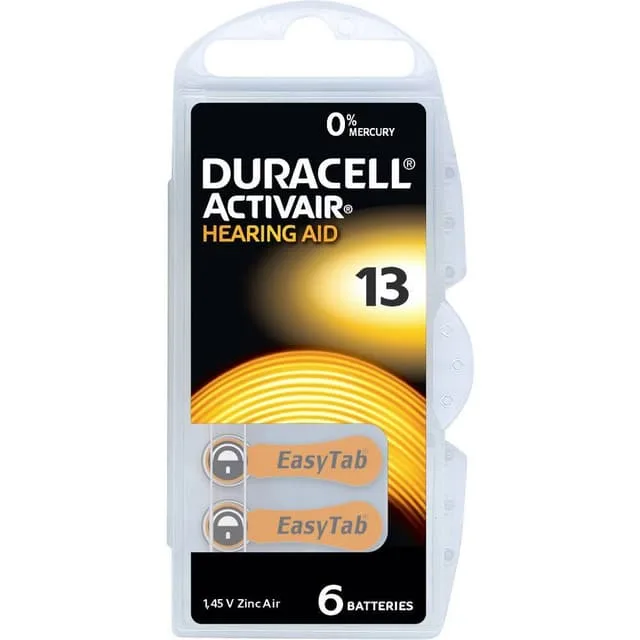 ZA 13 Hörapparatbatterier Zink-luft 1.45 V 290 mAh Duracell Activair 13 6 st