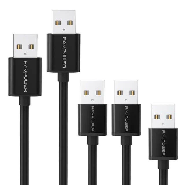 RAVPower kabelpaket 5 x USB 2.0 till Micro USB (0,3 m + 2 x 0,9 m + 1,8 m + 3,0 m), svart