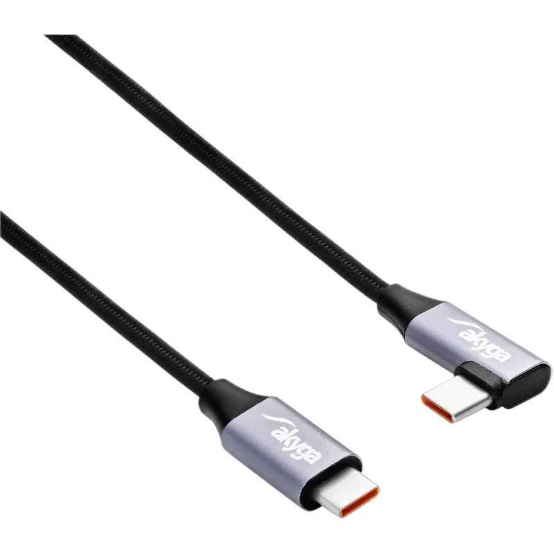 Akyga USB-kabel USB 2.0 USB-C®-kontakt, USB-C®-kontakt 0.30 m Svart Vinklat kabeluttag AK-USB-53