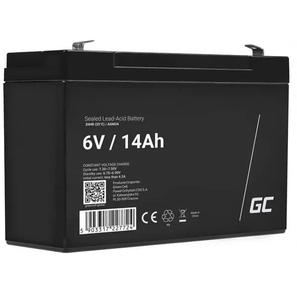 Green Cell AGM Batteri 6V 14Ah