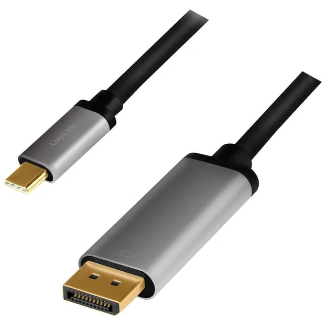 LogiLink USB-C till DisplayPort-kabel 4K/60 Hz, aluminium, 1,8 m