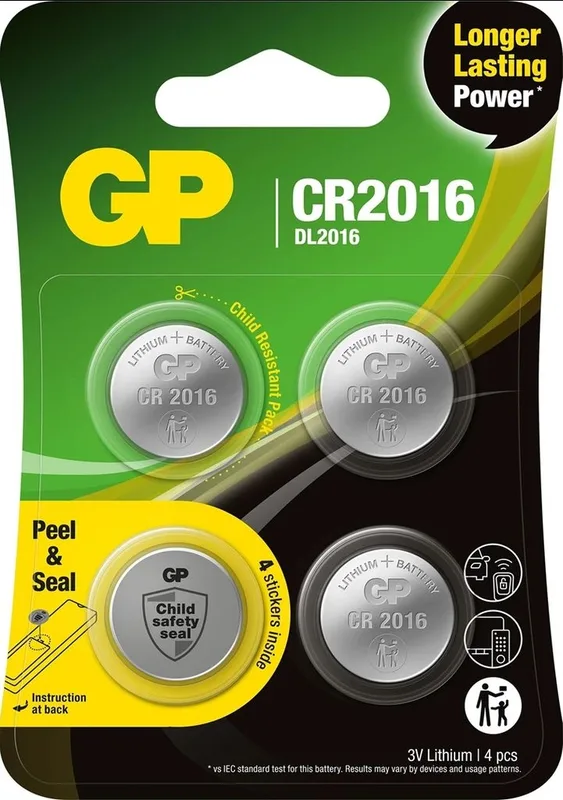 GP CR2016 litium knappcell 4-pack