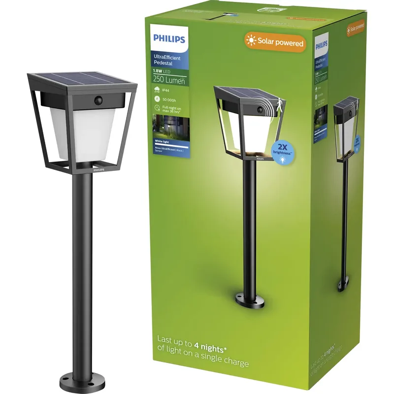 Philips LED 929004632001 Nissa Solcells-utomhusmarkbelysning LED LED fast installerad 1.8 W Svart