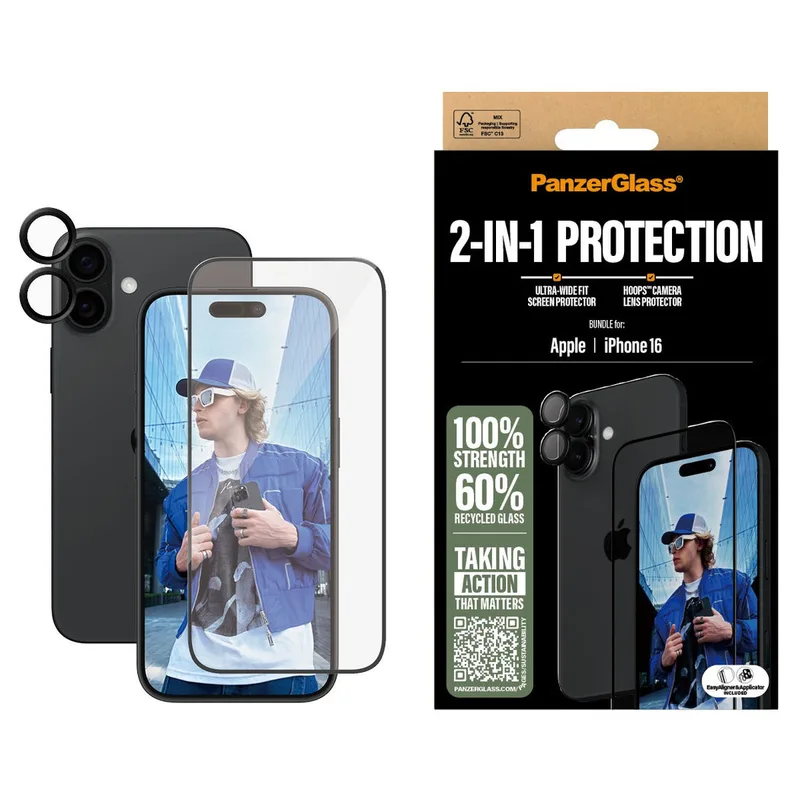 PanzerGlass - iPhone 16 2-in-1 Screen and Camera protection Bundle