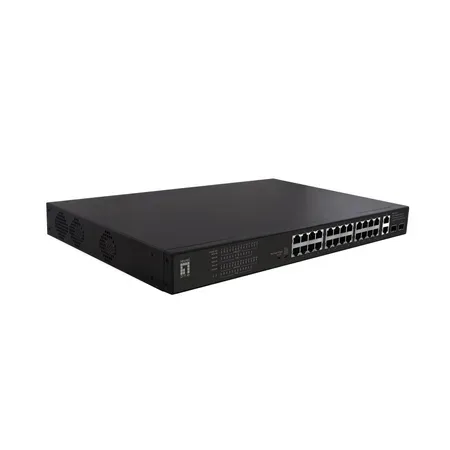 LevelOne FGP-2831 nätverksswitch, ohanterad, 24 Fast Ethernet + 2 Gigabit, PoE