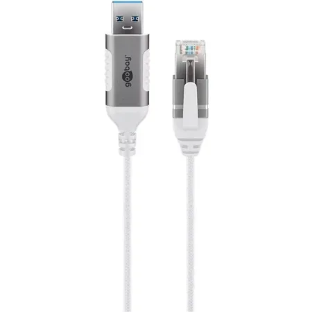 Goobay USB-A 3.0-till-RJ45-nätverkskabel, slim, 3 m, vit