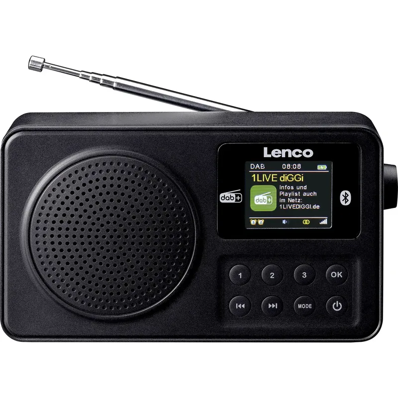 Väskradio Lenco PDR-033BK DAB+, FM Batteri-laddningsfunktion, Väckningsfunktion, uppladdningsbart Svart