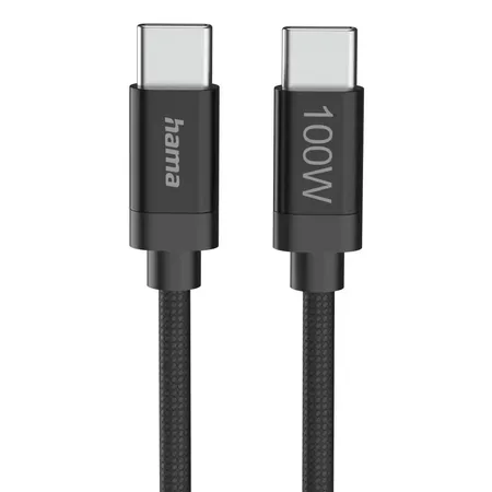 Hama Fabric USB-kabel USB 2.0, 3 m, USB C till USB C, svart
